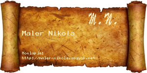 Maler Nikola névjegykártya
